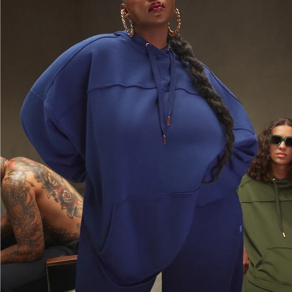 Savage X Fenty Royal Boss Blue Longsleeve Oversized Xssential Drawstring Hoodie - Picture 2 of 14